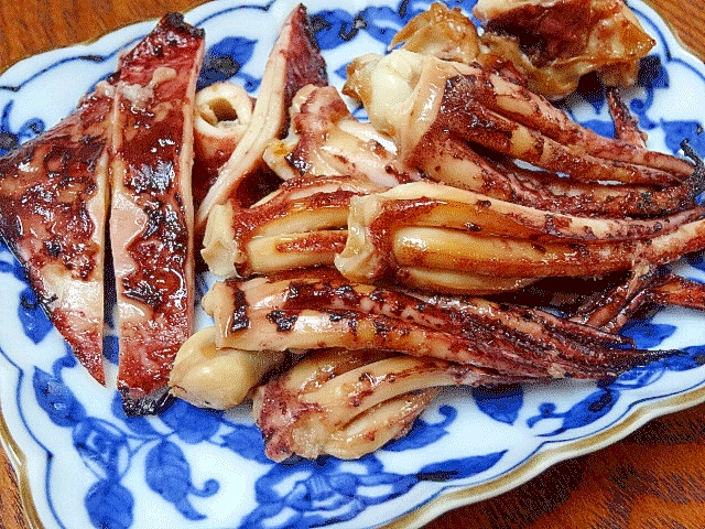 山ワサビ風味☆ 「イカゲソ醤油漬け焼き」